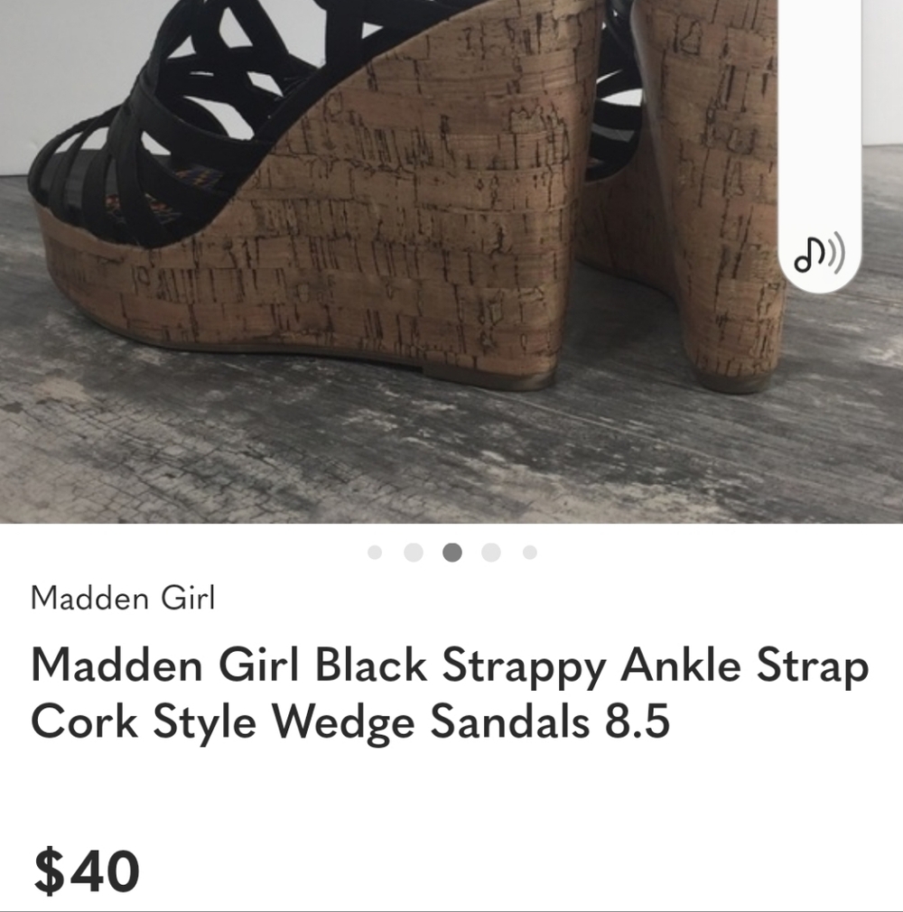 Madden Girl Black Strappy Wedge Sandals